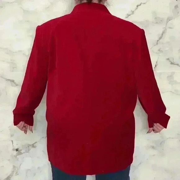 Jessica Holbrook Vintage Red Velvet Blazer Size 24W - Picture 2 of 6